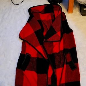 Flannel cardigan vest